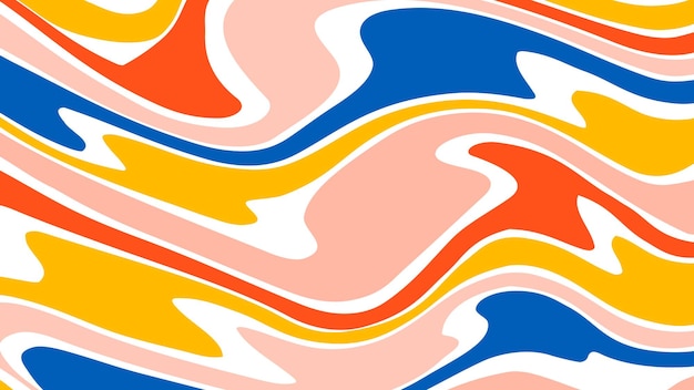 Кислотная волна радужной линии фона в 1970-х 1960-х годах стиль хиппи y2k узоры обоев ретро винтаж 70-х 60-х годов канавка психоделический плакат фон коллекция векторный дизайн иллюстрация
