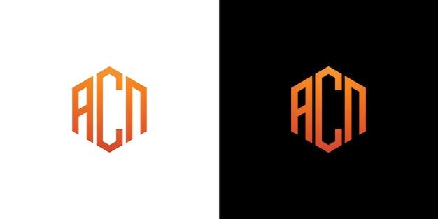 Acn 편지 로고 디자인 다각형 모노그램 아이콘 벡터 템플릿