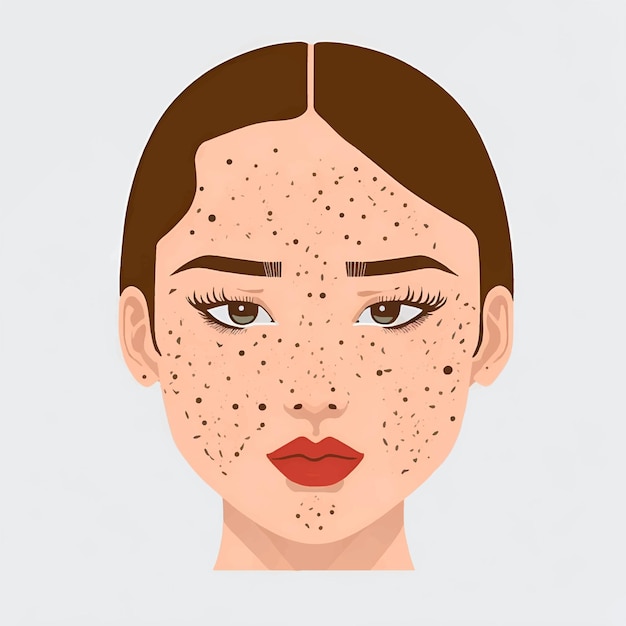 Vector acne girl skin face skin care concept vector illustration