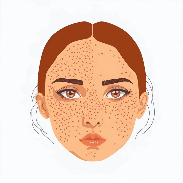Vector acne girl skin face skin care concept vector illustration