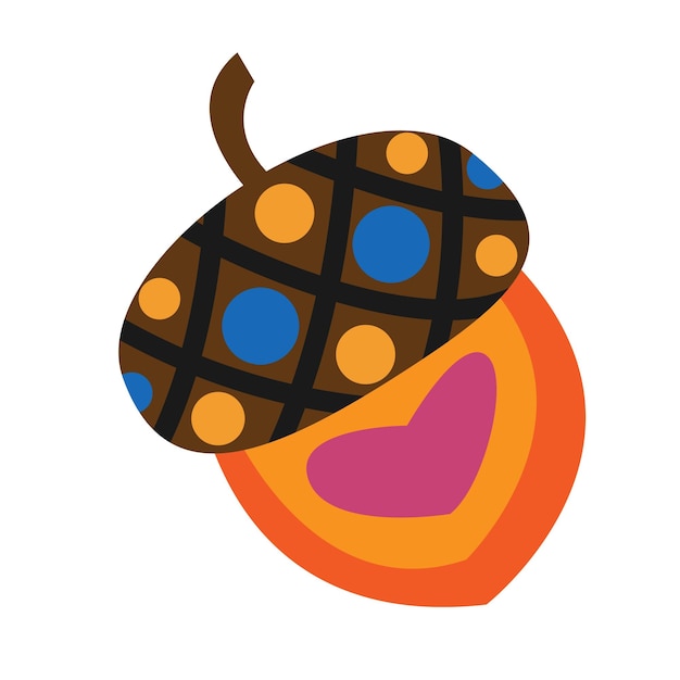 Vector acorn in folk style.