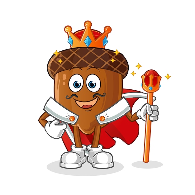 Vector acorn king cartoon character