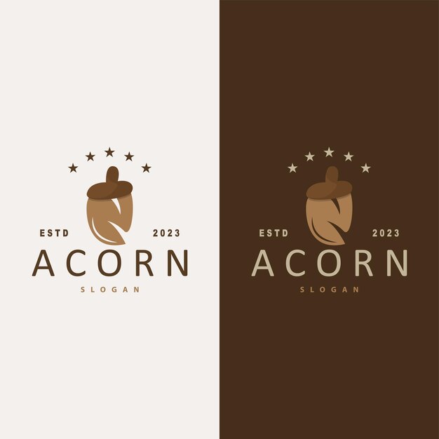 Acorn Logo Nut Design met Eikenbladeren Eenvoudige sjabloon Illustratie Vector