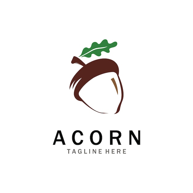 Acorn Logo sjabloon met bladeren