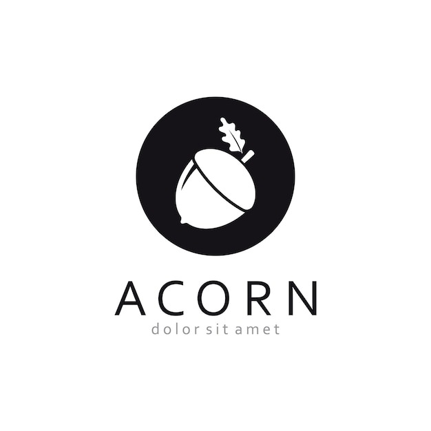 Acorn Logo Template with Leaves