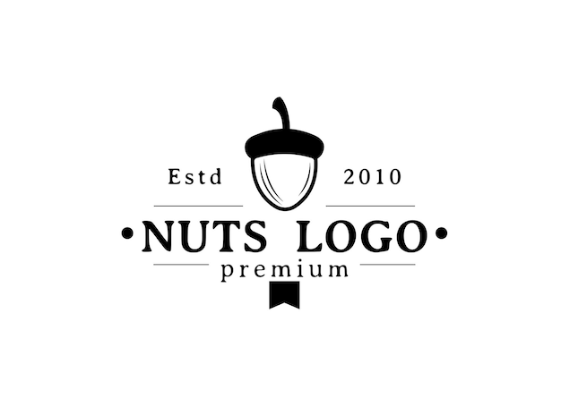 Acorn Oak Nut Drawing Logo Vector Illustration Icon Template