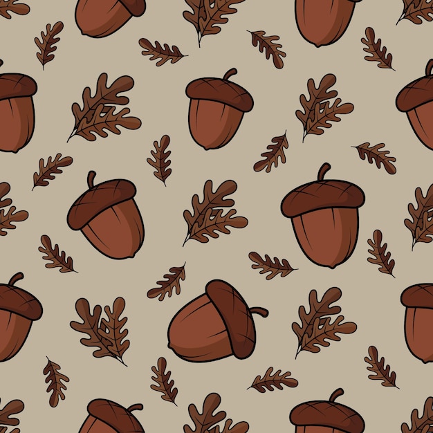 Vector acorn seamless pattern, vector background