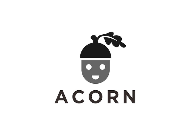 acorn smile logo design vector illustration