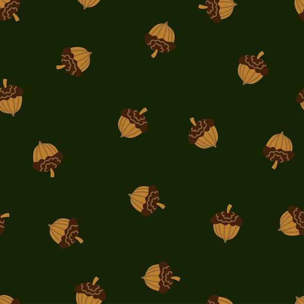 Acorn vector seamless pattern Oak walnut texture