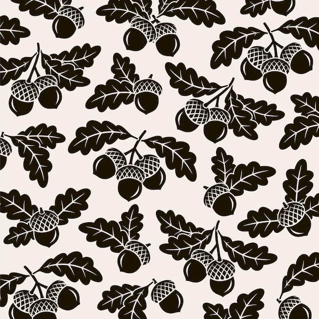 Acorns pattern background set Collection icon acorns Vector