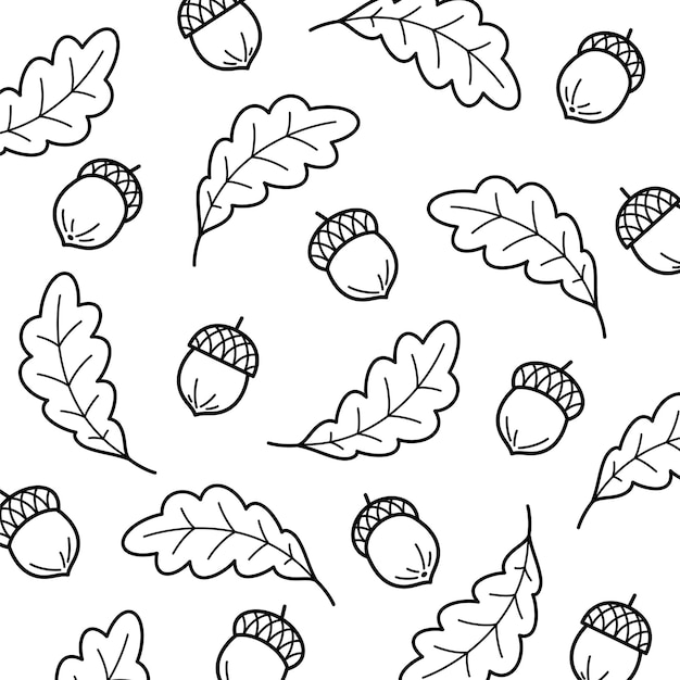 Vector acorns pattern background set collection icon acorns vector