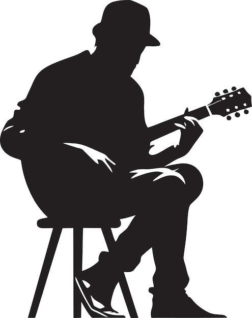 Vector acoustic aria musician emblem design rhythmic reverberation guitar player vector