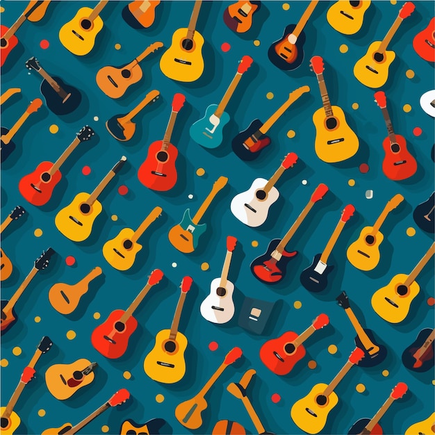 Vector acoustic and electric guitars seamless pattern