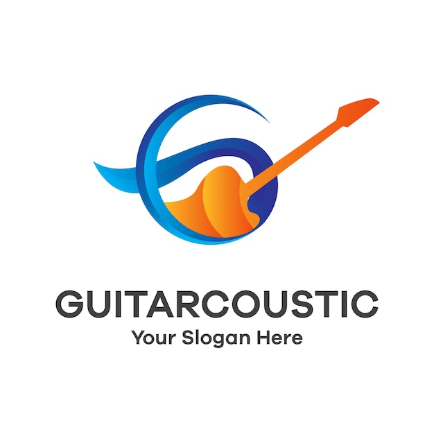 Acoustic Guitar Colorful Logo Vector Template