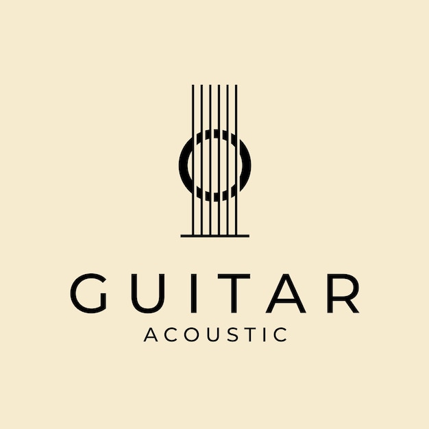 Vector acoustic guitar logo vector template design