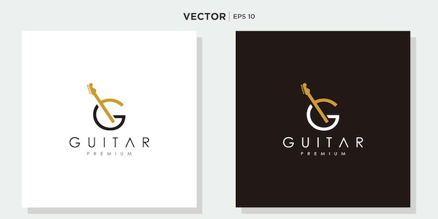 Vector acoustic guitar music minimalist logo design