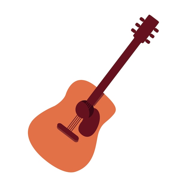 Acoustic guitar semi flat color vector object