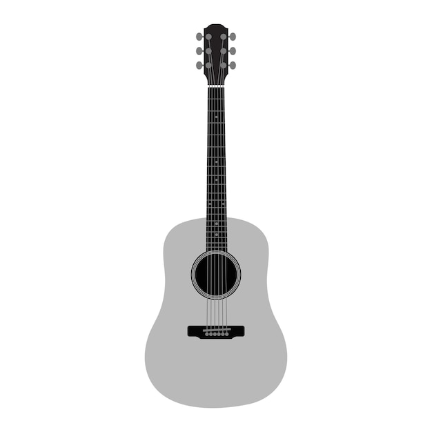 Acoustic guitar on a white background Vector graphics flat design