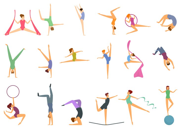 Вектор набор иконок acrobat, мультяшном стиле