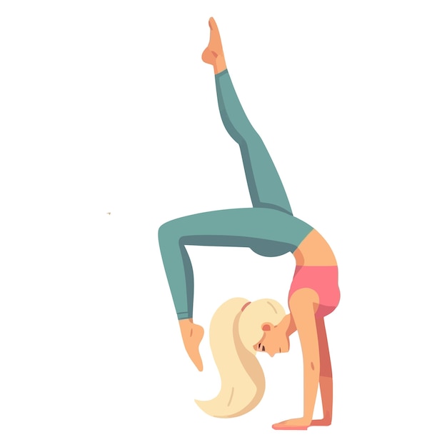 Acrobatic girl flat cartoon Vector illustration