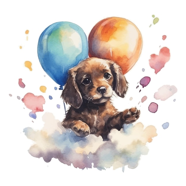 Actieve puppy aquarel stijl vectorillustratie Hondje