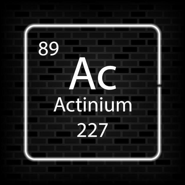 Actinium neon symbol chemical element of the periodic table vector illustration