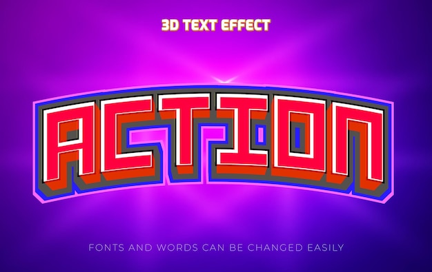 Действие 3D редактируемый стиль текстового эффекта