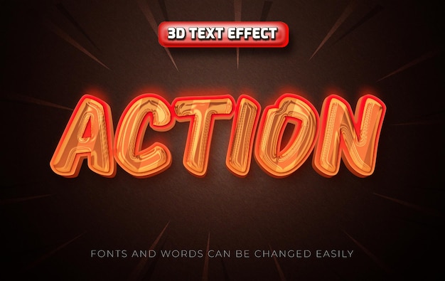 Vector action 3d editable text effect style