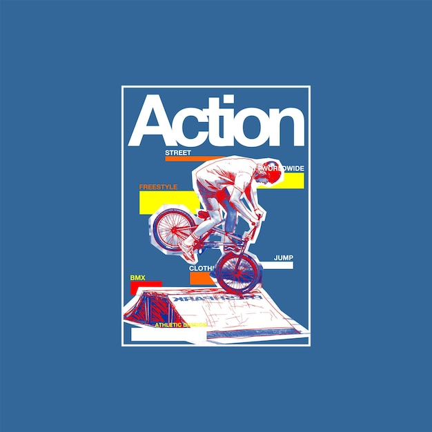 action bmx abstarct vintage fashion vector