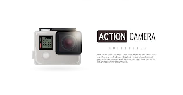 Action camera camera isometric isolated camera in white background go pro