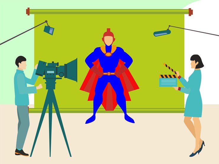 Vector action film concept illustration stylish and beautiful