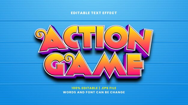 Action game editable text effect in modern 3d style