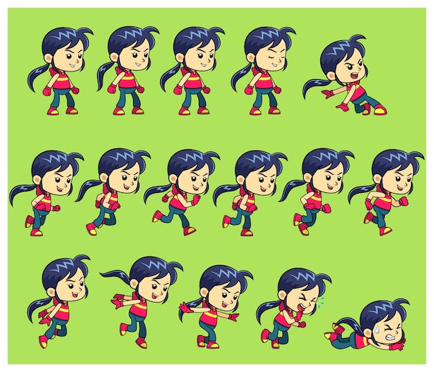 Action girl game sprites