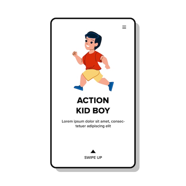 Action kid boy vector