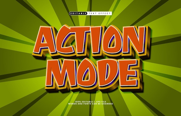action mode editable text effect with a game and kids text style