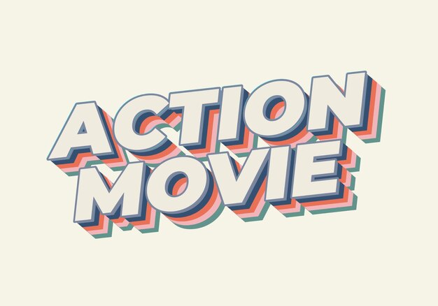 アクション映画のテキスト効果は近代的な色で3Dに見えます