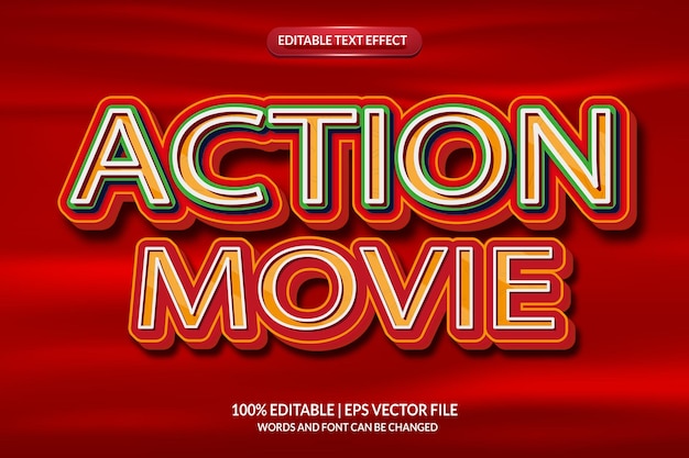 Action movie text effect with graphic style and editable