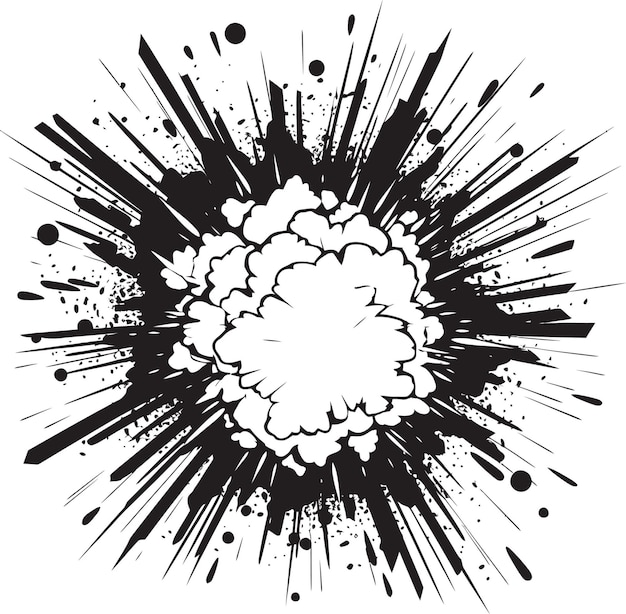 Vector action packed art black explosive logo vector icon pow vector artistry explosive emblem in black