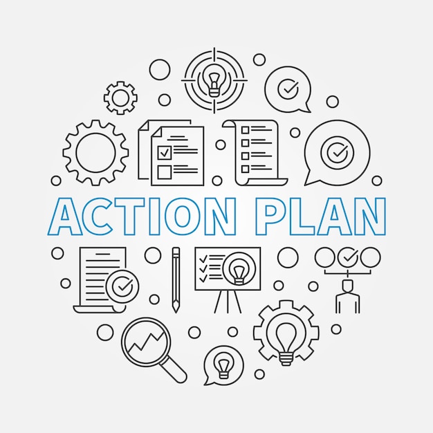 Action plan round linear illustration