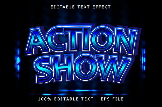 Vector action show editable text effect 3 dimension emboss modern style