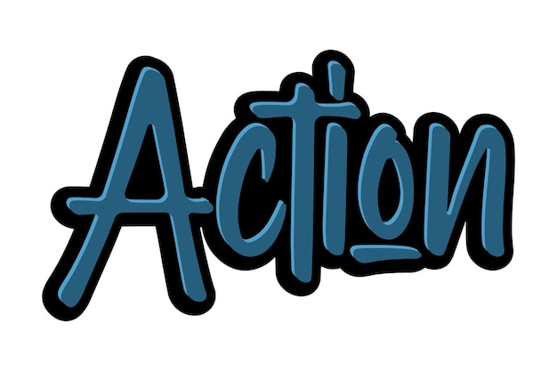 Action Sticker for social media content Vector hand drawn illustration design