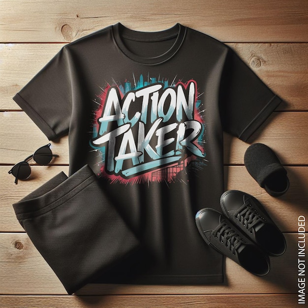 Vector action taker tshirt design concept crate with ai