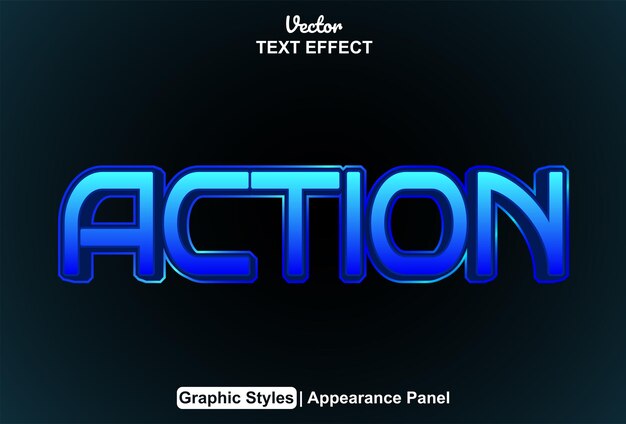 Action text effect with blue graphic style and editable