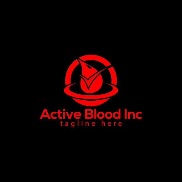 Logo active blood inc, logo sanitario, design minimalista e logo aziendale nel modello vettoriale.