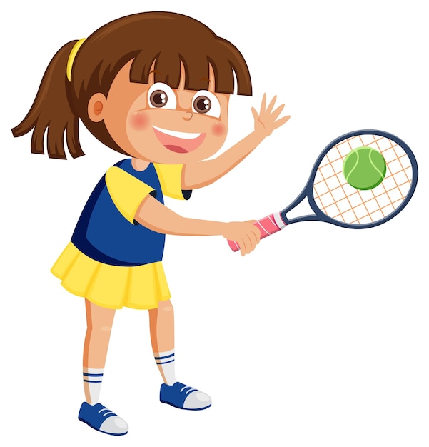 Active girl playing tennis