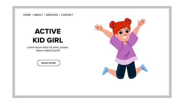 Active kid girl vector