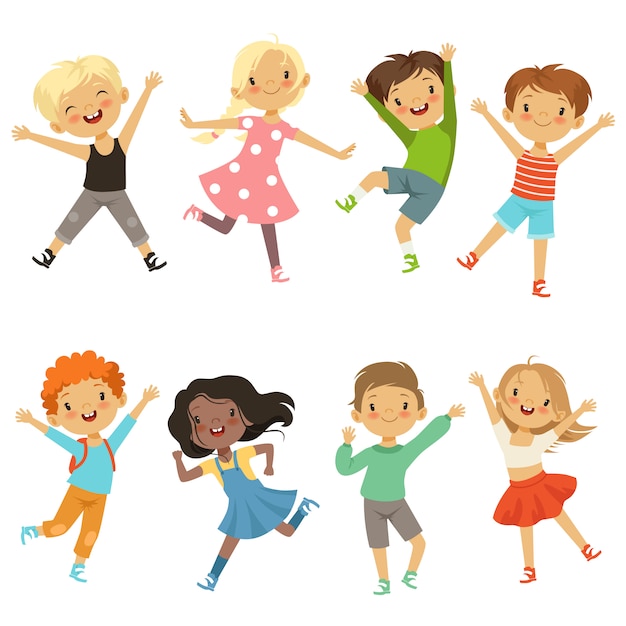 Active kids in different action poses