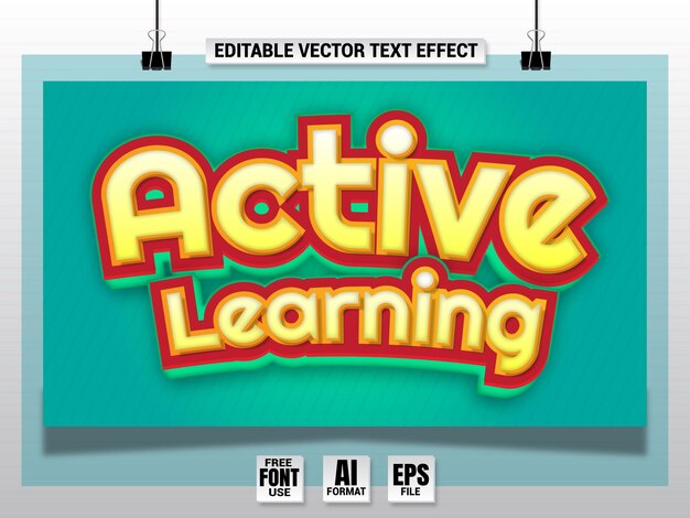 Vector active learning kids text effect editable cartoon text effect