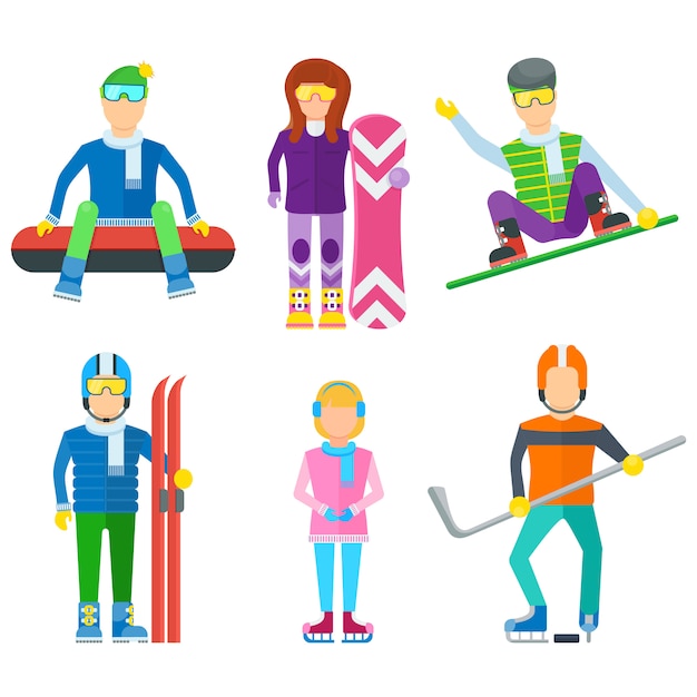 Active leisure people characters set