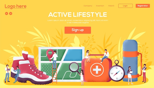 Vector active lifestyle landing page